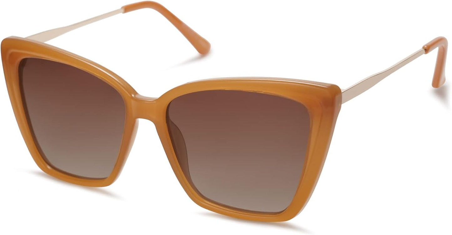 Trendy Polarized Sunglasses for Women Retro Womens Oversized Square Cat Eye Sun Glasses UV Protection SJ2206