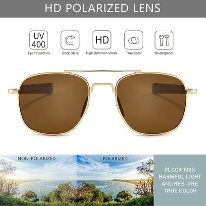 Men'S Military Style Polarized Pilot Aviator Sunglasses Bayonet Temples