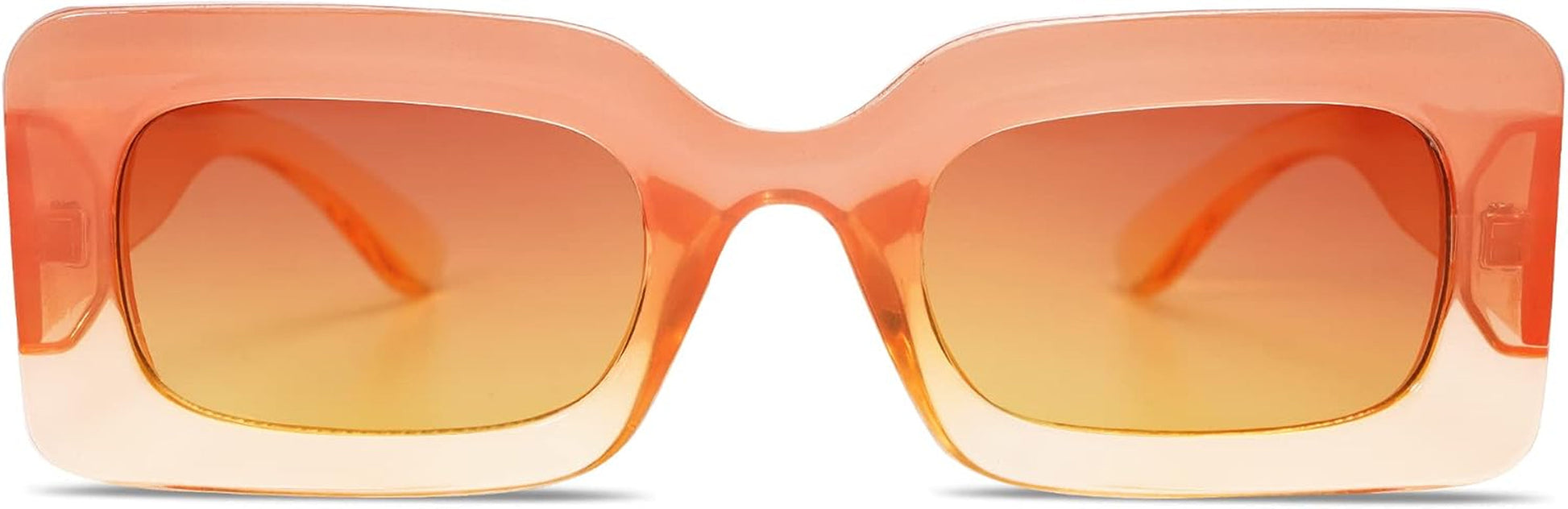 Retro 90S Nude Rectangle Sunglasses Womens Mens Trendy Chunky Glasses - WORLD TIME VISITS