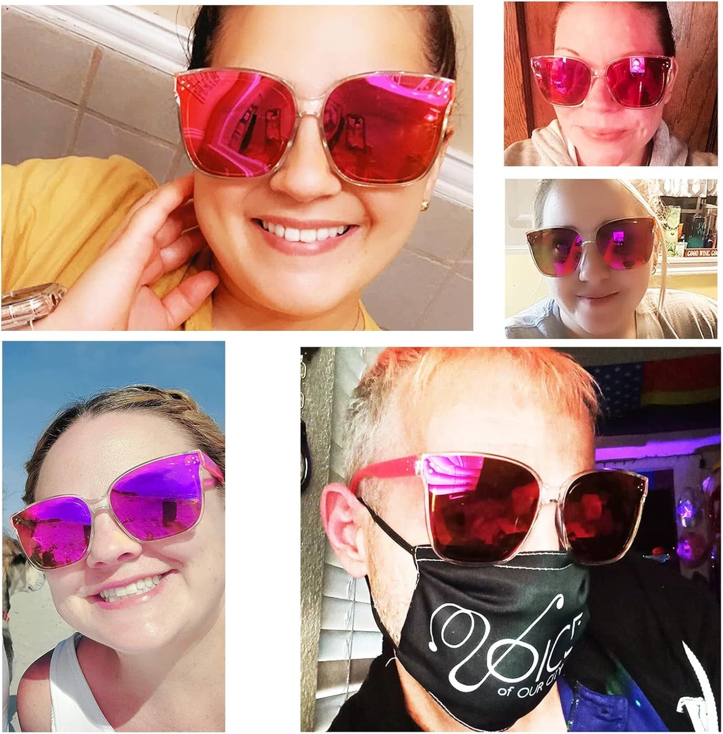 Sunglasses Womens, Oversized Pink Sunglasses for Women with Trendy Mirrored Lens UV400 Blocking