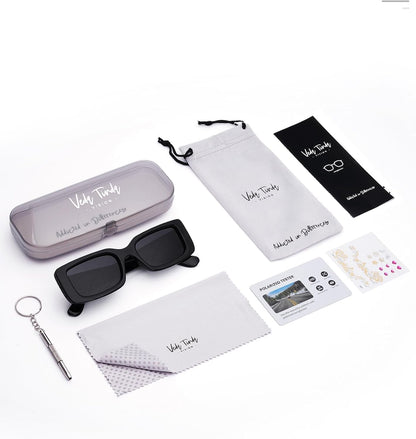 Rectangle Sunglasses Men Tinted Polarized Big Square Retro 90S Vintage Y2K Glasses for Women UV Protection