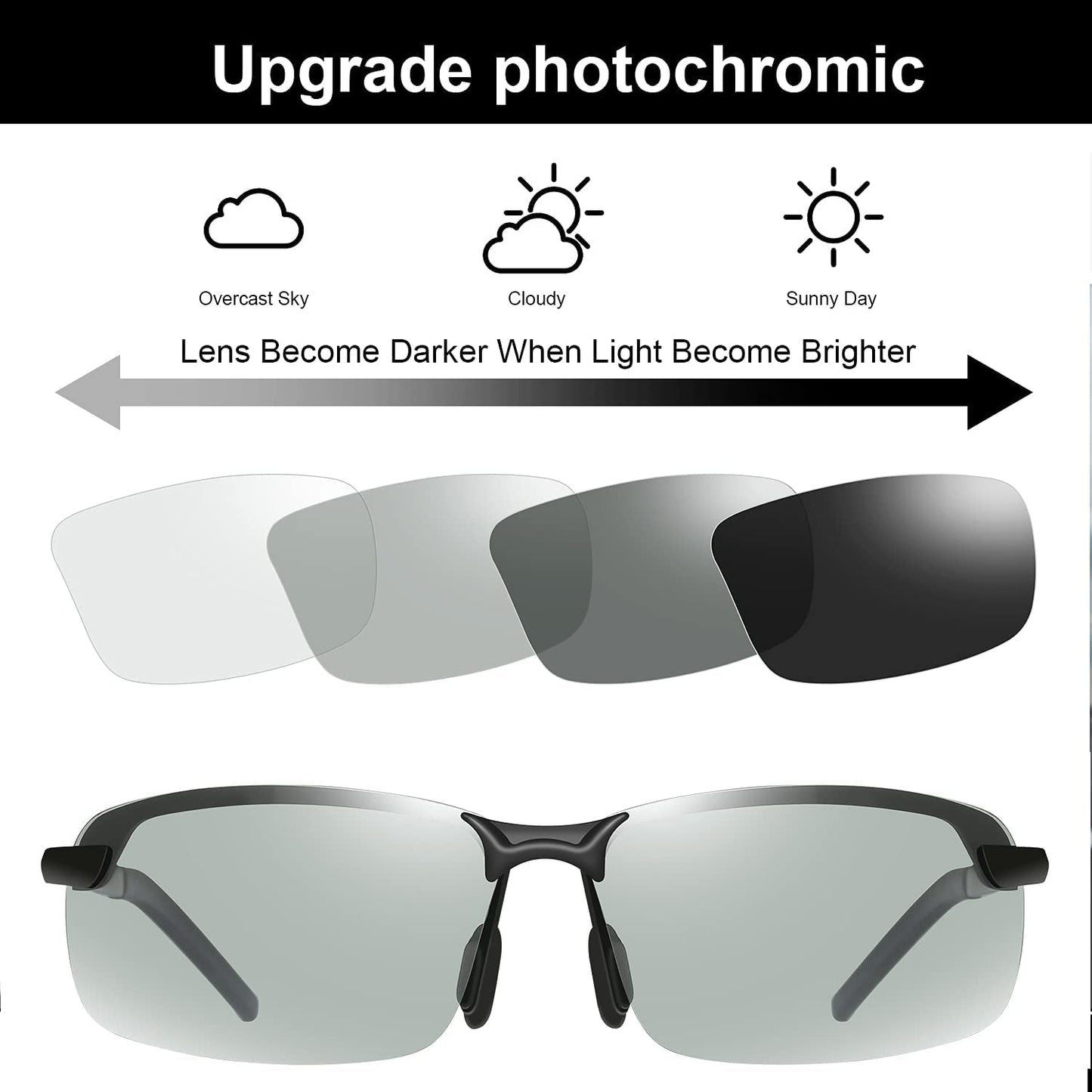 Polarized Photochromic Driving Z87 Sunglasses for Men Women Day and Night Safety Glasses