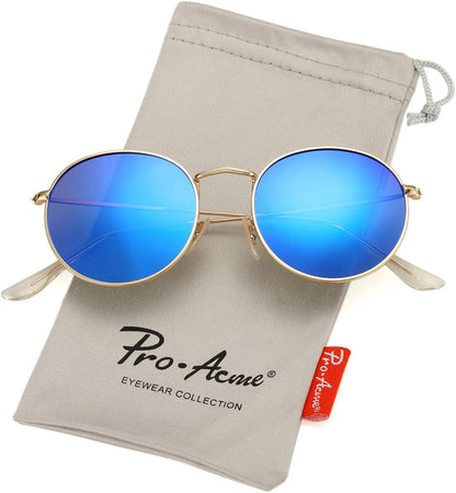 Small round Metal Polarized Sunglasses for Women Retro Designer Style - WORLD TIME VISITS