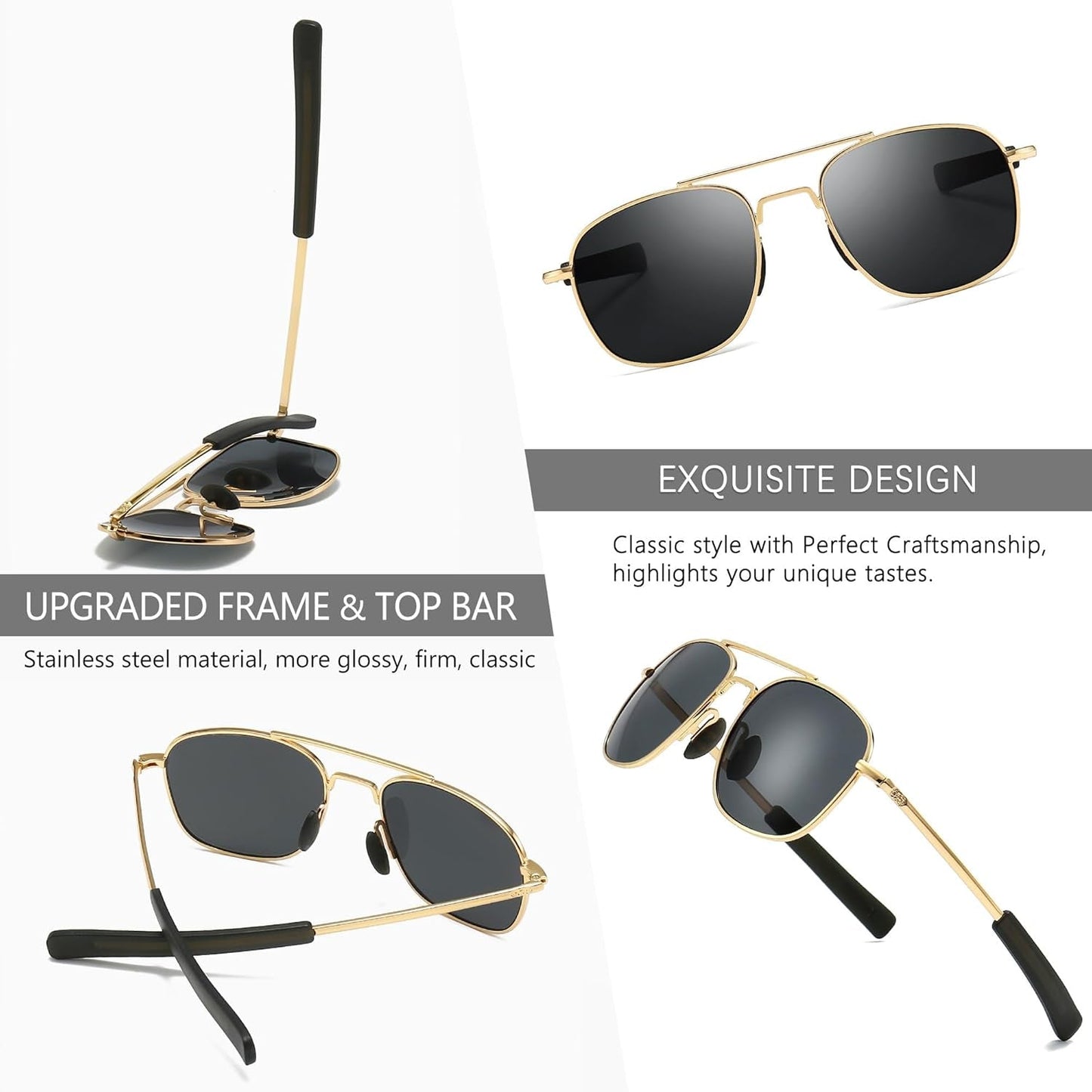Men'S Military Style Polarized Pilot Aviator Sunglasses Bayonet Temples - WORLD TIME VISITS