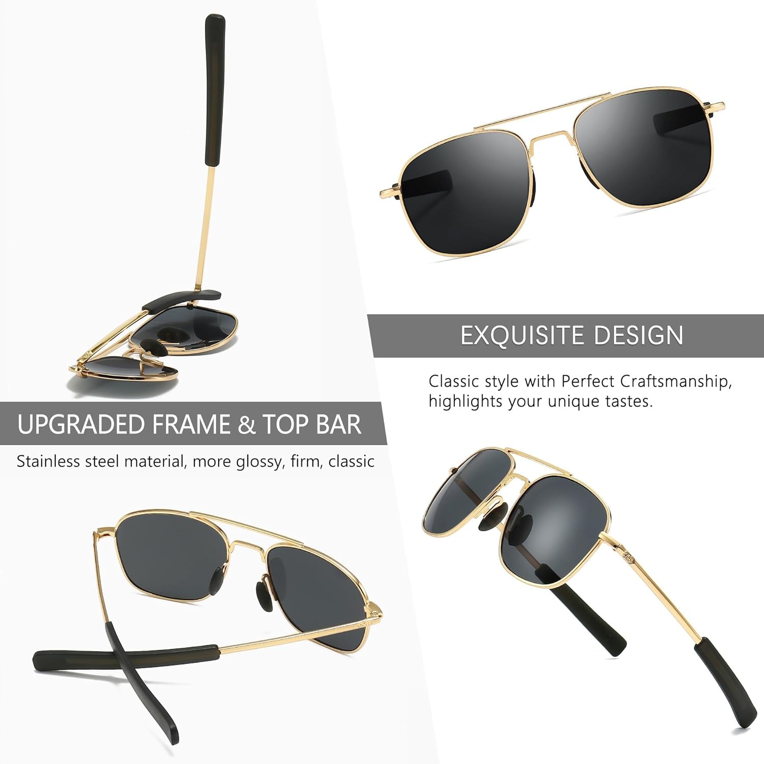 Men'S Military Style Polarized Pilot Aviator Sunglasses Bayonet Temples - WORLD TIME VISITS