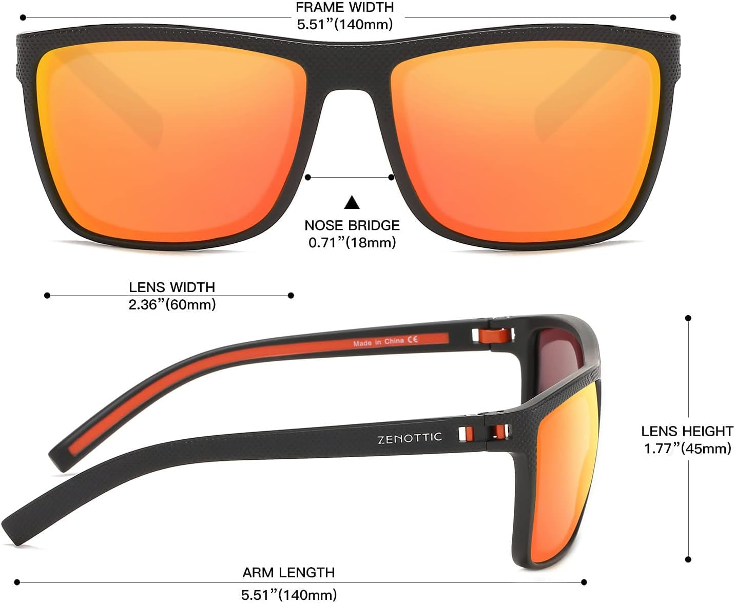 Polarized Sunglasses for Men Lightweight TR90 Frame UV400 Protection Square Sun Glasses