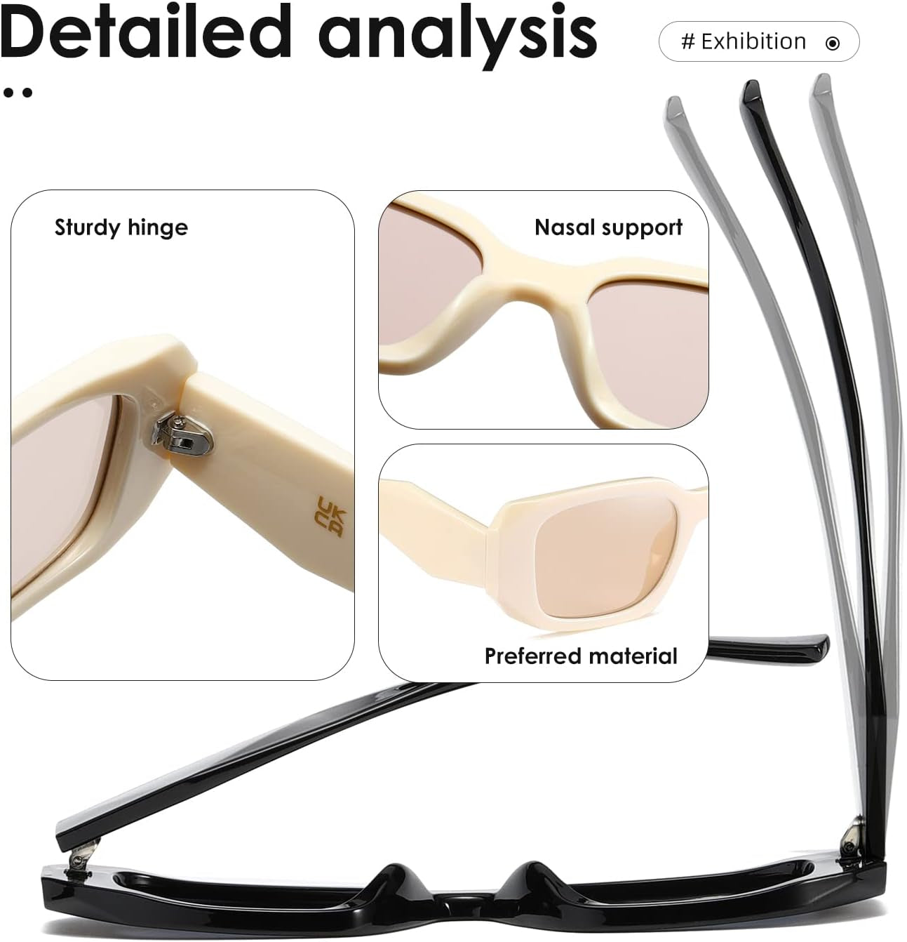 Rectangle Sunglasses for Women Men Trendy Retro Trendy Sun Glasses 90’S Vintage Square Frame K1307 - WORLD TIME VISITS