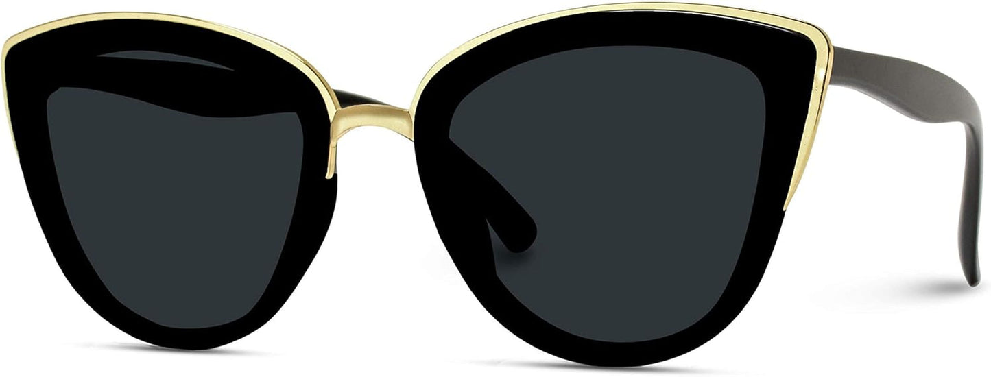 Womens Cat Eye Mirrored Reflective Lenses Oversized Cateyes Sunglasses