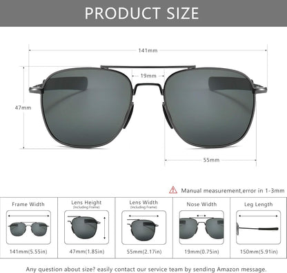 Men'S Military Style Polarized Pilot Aviator Sunglasses Bayonet Temples