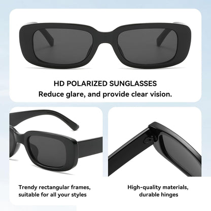 Rectangle Sunglasses for Women Men Trendy Retro Fashion Sunglasses UV 400 Protection Square Fram - WORLD TIME VISITS