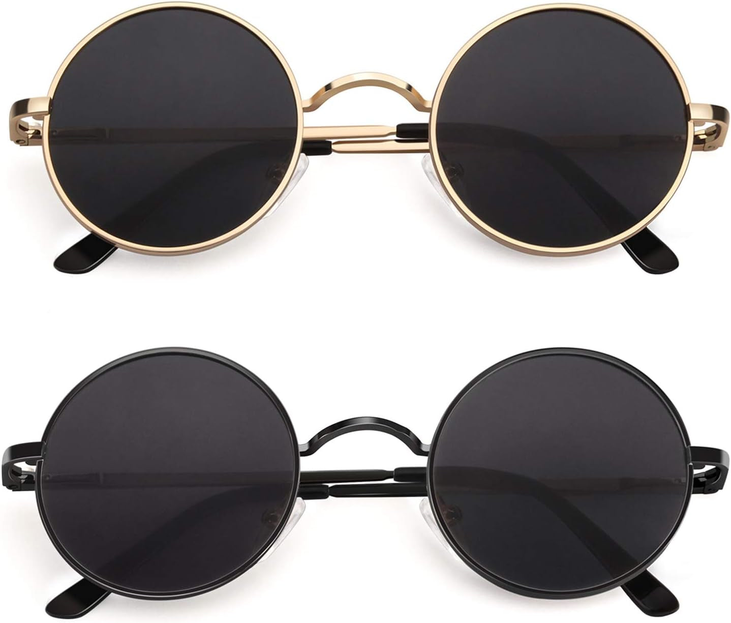 Retro round Polarized Sunglasses Mens Womens Circle Metal Hippie Shades UV400 Protection E01