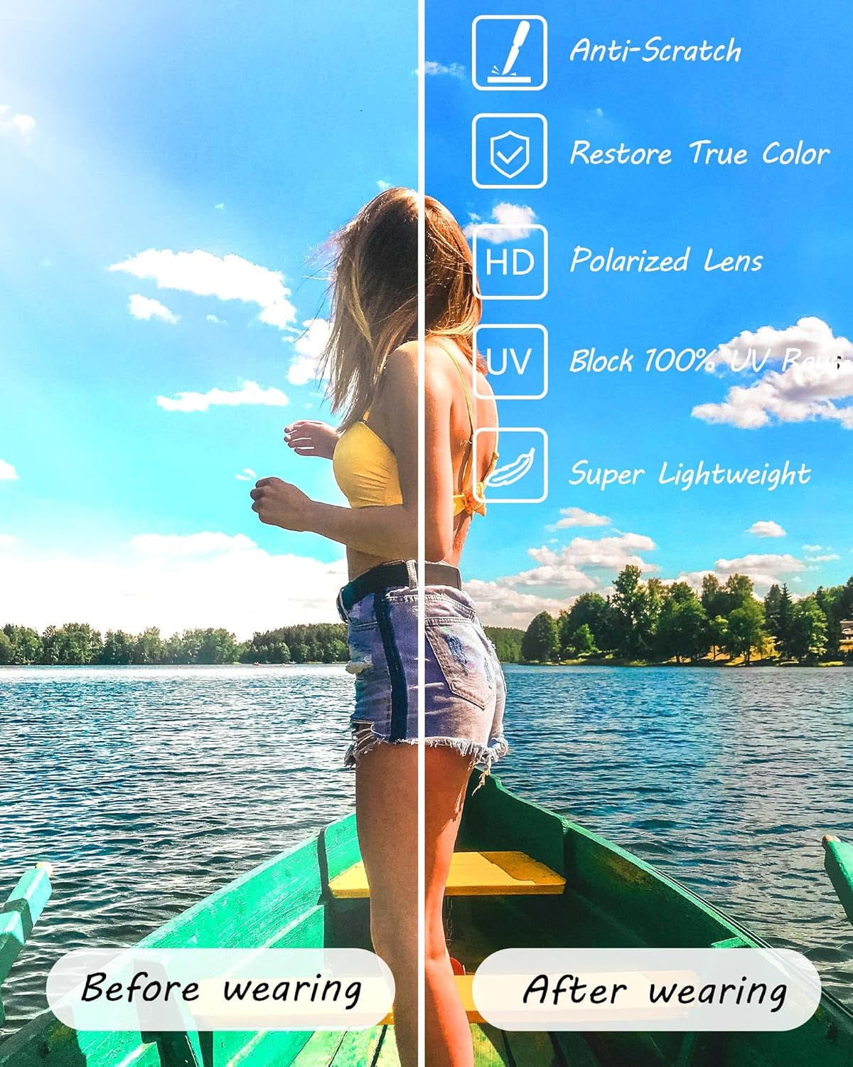 Polarized Sunglasses for Women, Square Mirrored Trendy Shades with UV Protection Reduce Glare Sun Glasses - WORLD TIME VISITS