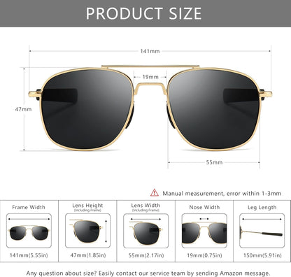 Men'S Military Style Polarized Pilot Aviator Sunglasses Bayonet Temples - WORLD TIME VISITS