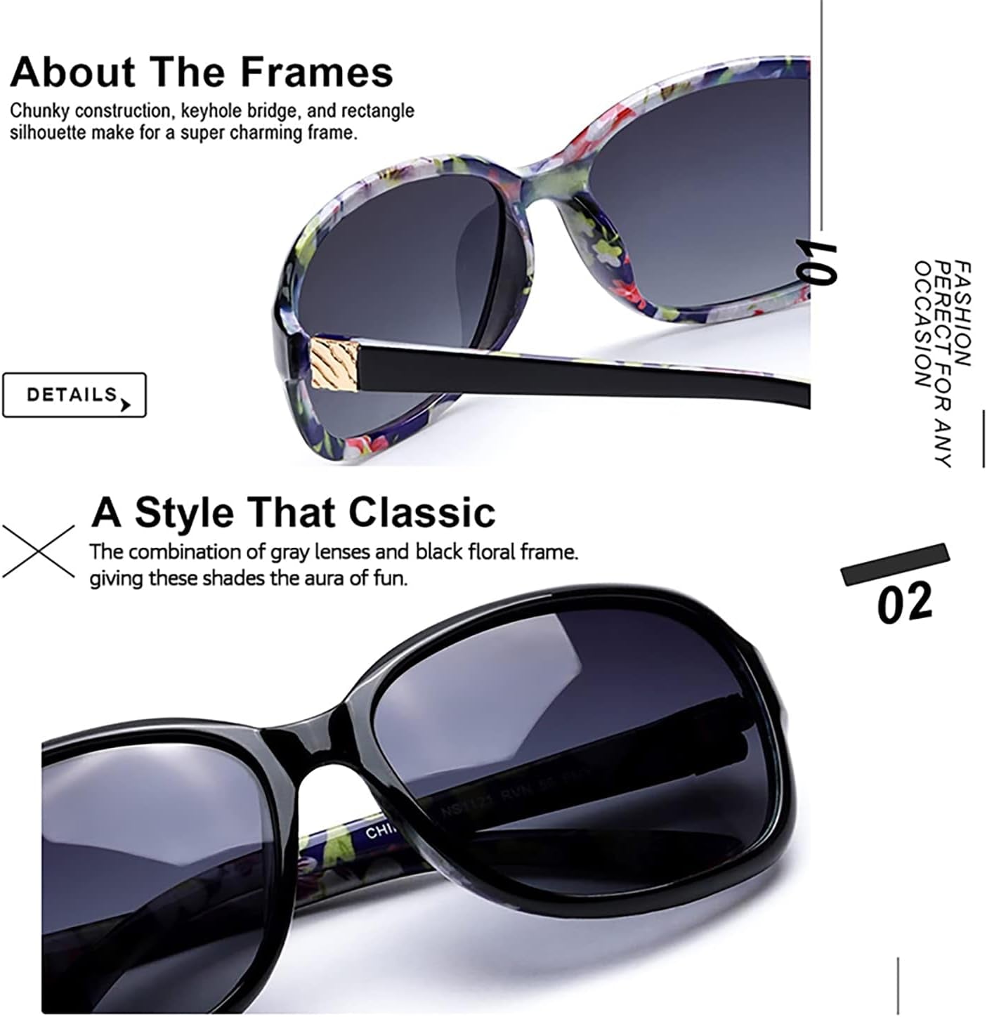 Small Wrap Sunglasses for Women | Lightweight Square Frame with 100% UV400 | Polarized Shade for Womens - WORLD TIME VISITS