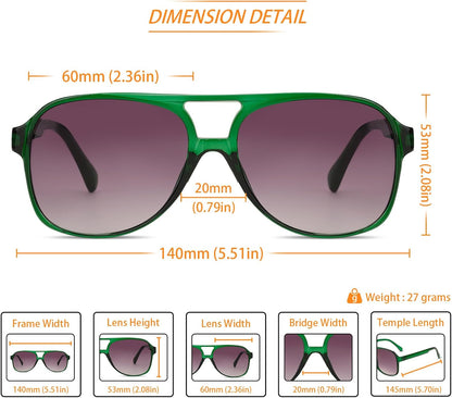 Vintage Retro 70S Sunglasses for Women Men Classic Large Square Aviator Trendy Glasses