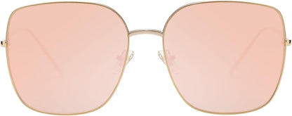 Trendy Oversized Square Metal Frame Sunglasses for Women Men Retro Big Flat Lens UV Protection Sunglasses SJ1146