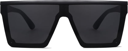 Square Big Sunglasses Women Thick Frame Flat Top Mirrored Sunnies Shades Goggle Siamese Lens SJ2117
