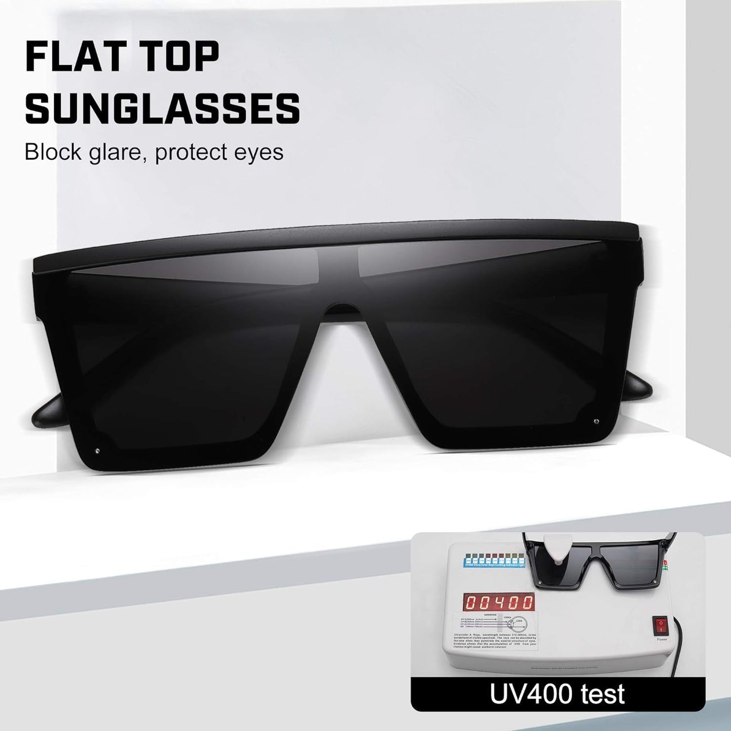 Square Sunglasses for Women Men Fashion Big Frame Flat Top Sun Glasses Mirror Lens - WORLD TIME VISITS