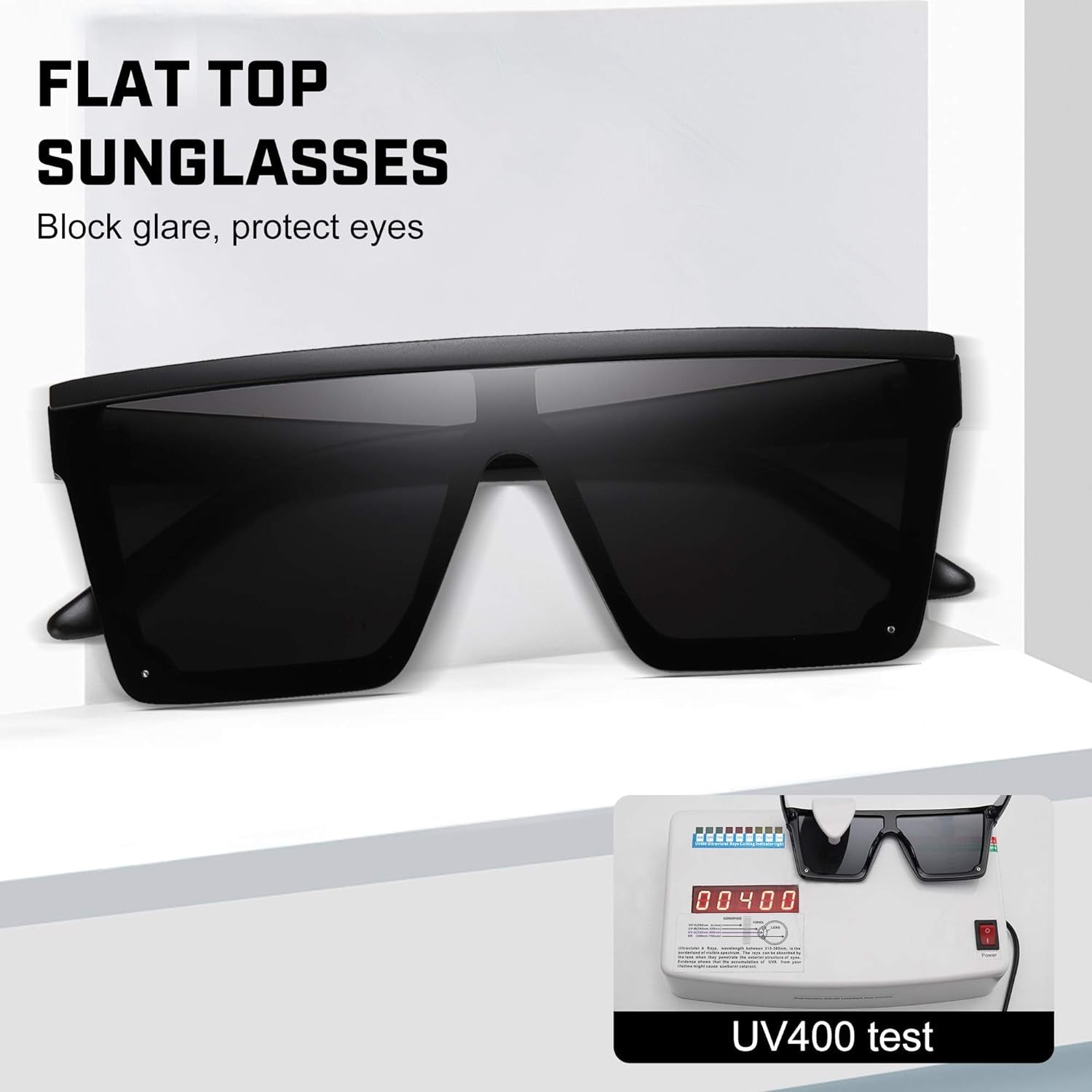 Square Sunglasses for Women Men Fashion Big Frame Flat Top Sun Glasses Mirror Lens - WORLD TIME VISITS