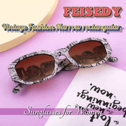 Retro Trendy Rectangle Sunglasses Women Men Vintage 90S Small Narrow Square Sunglasses B2322
