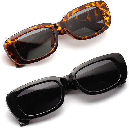4 Pieces Retro Vintage Sunglasses Small Square Rectangle 90S Glasses Trendy Y2K for Women Aesthetic Accessories - WORLD TIME VISITS