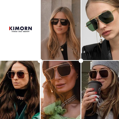 Polarized Sunglasses Womens Men Retro Oversized Square Vintage Shades Classic Large Metal Sun Glasses K1221 - WORLD TIME VISITS