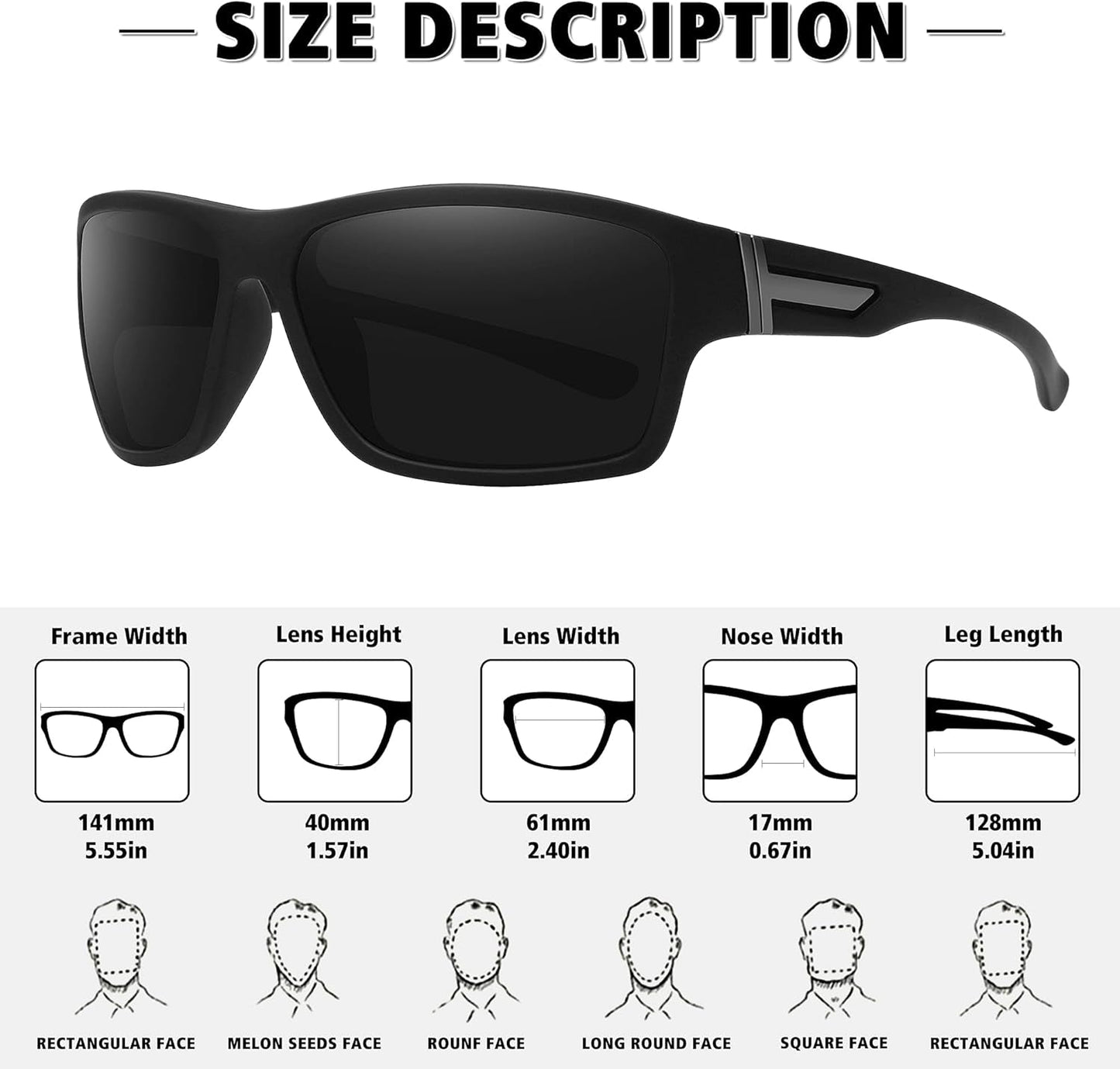 Polarized Sports Sunglasses for Men Women Unbreakable Frame Cycling Fishing Driving