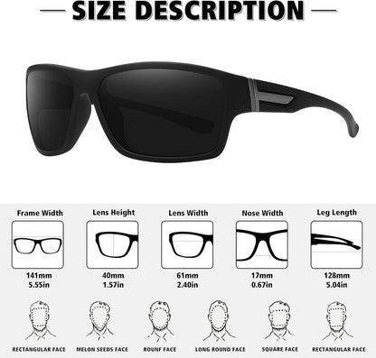 Polarized Sports Sunglasses for Men Women Unbreakable Frame Cycling Fishing Driving - WORLD TIME VISITS