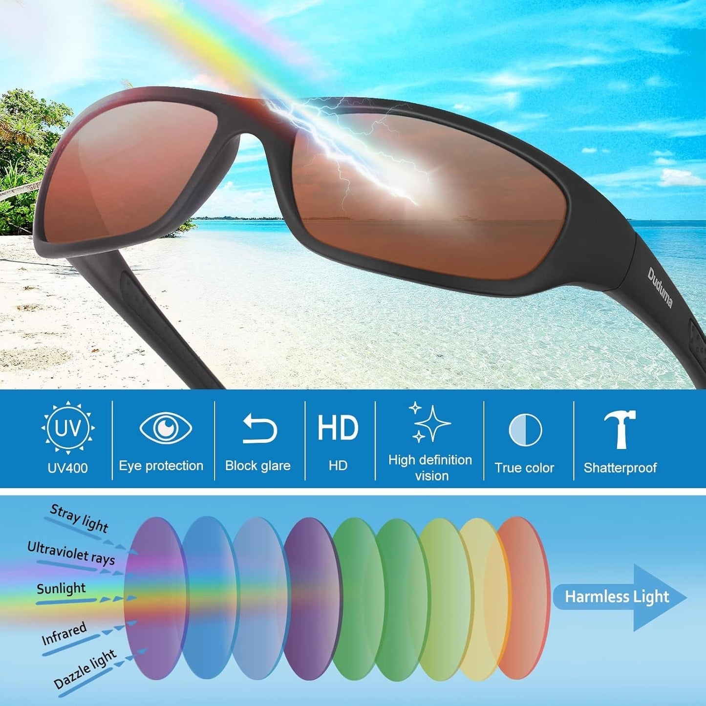 Sports Polarized Sunglasses for Men Women Baseball Cycling Golf Fishing Sun Glasses UV Blocking Tr8116