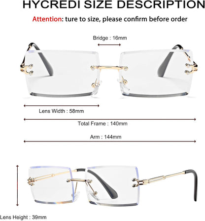 Rectangle Sunglasses for Men/Women Small Rimless Square Shade Eyewear - WORLD TIME VISITS