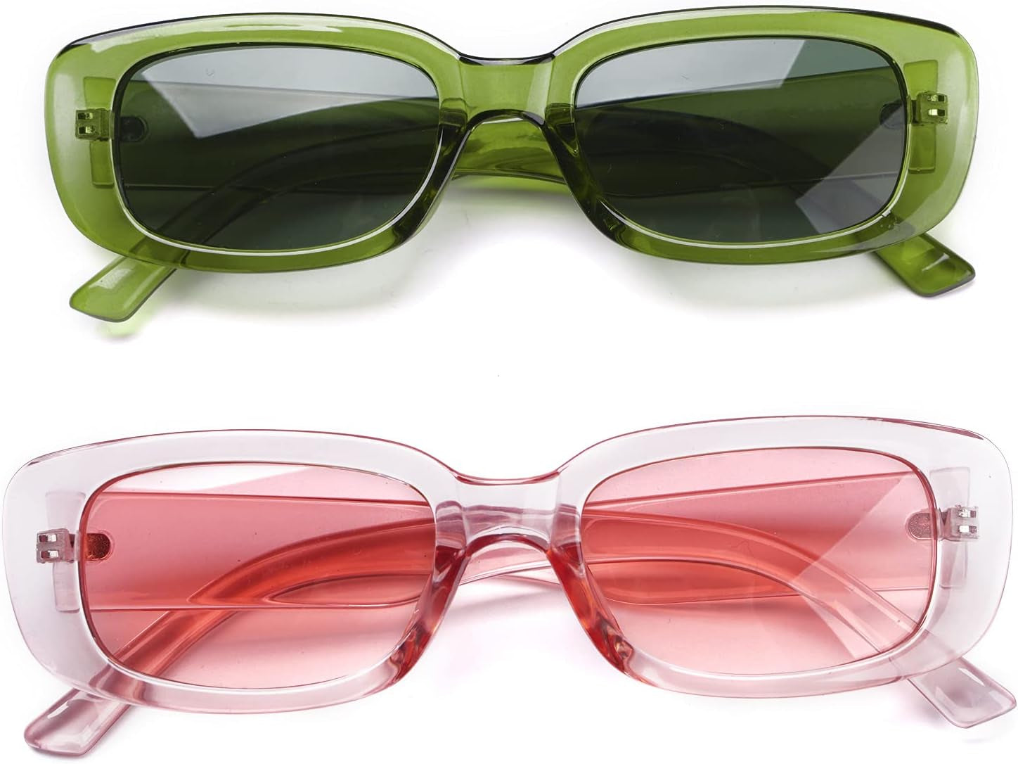4 Pieces Retro Vintage Sunglasses Small Square Rectangle 90S Glasses Trendy Y2K for Women Aesthetic Accessories - WORLD TIME VISITS