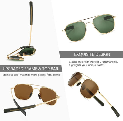 Men'S Military Style Polarized Pilot Aviator Sunglasses Bayonet Temples