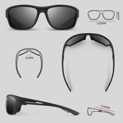 Polarized Sports Sunglasses for Men Women,Fishing Driving Rectangular Goggles UV400 Protection - WORLD TIME VISITS