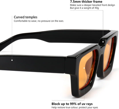 Trendy Square Sunglasses for Men Women Fashion Thick Rectangle Sun Glasses UV Protection Shades Designer Style