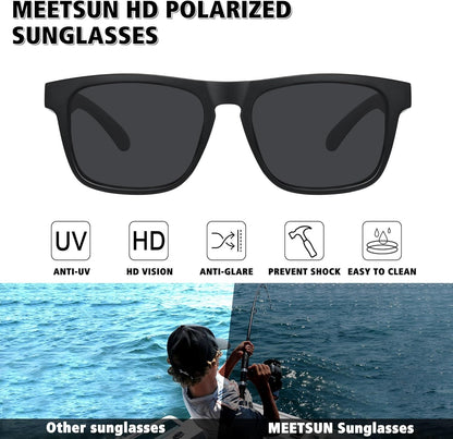 Polarized Sunglasses for Men Women UV Protection Square Frame Sport Fishing Driving Sunglasses