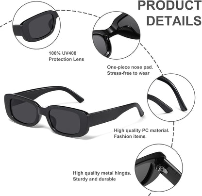 Rectangle Sunglasses for Women Men Trendy Y2K Retro 90S Sun Glasses UV400 Protection Cool Square Frame