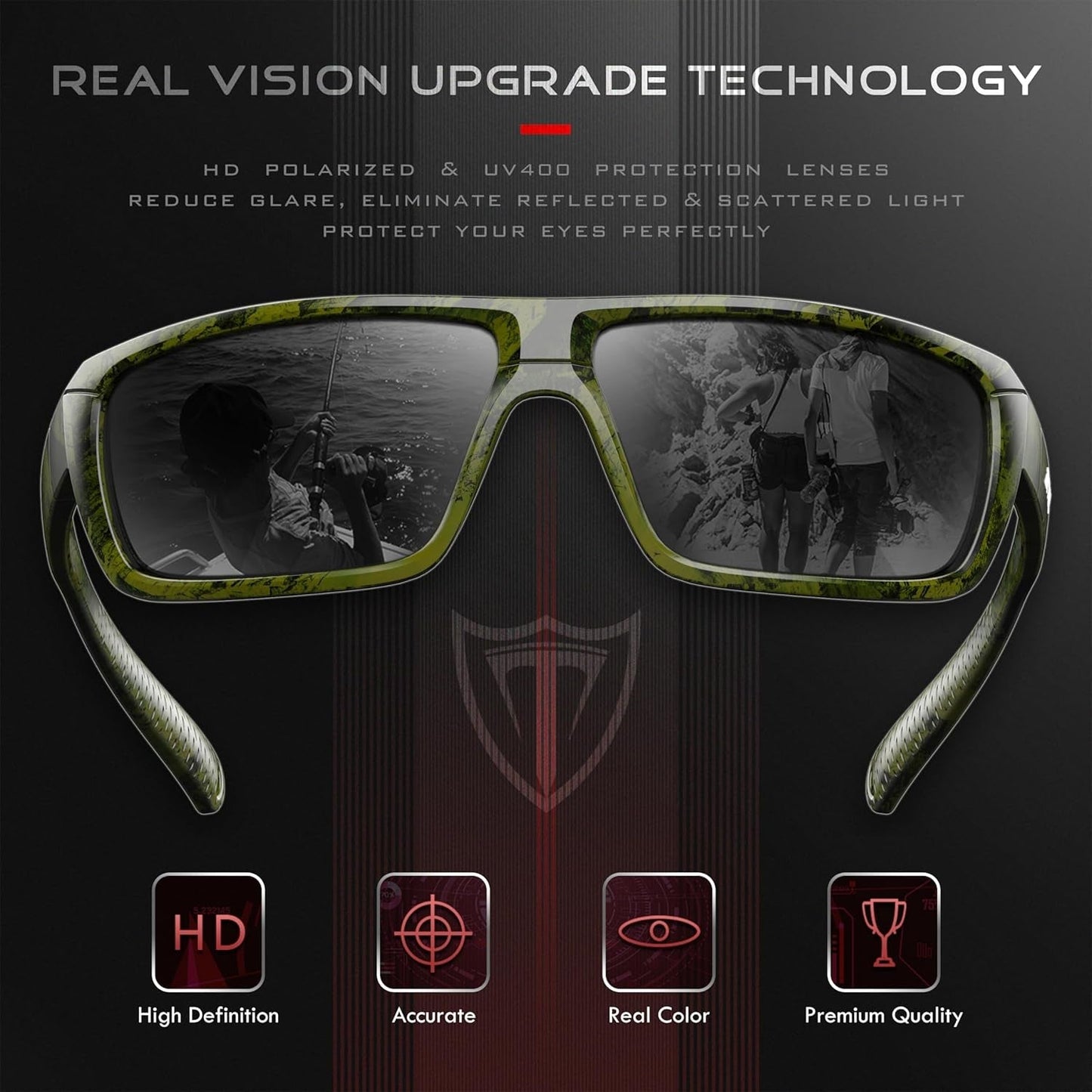 Polarized Wrap Sunglasses for Men - Fishing Sports Glasses UV Protection