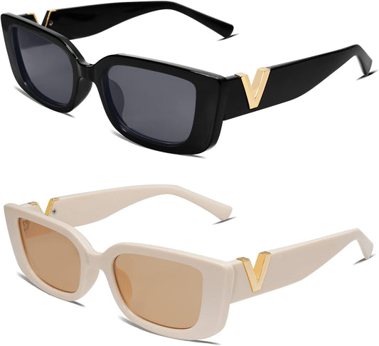 Rectangle Sunglasses for Women 90S Retro Trendy Y2K Classical Vintage Square Shades AR82037