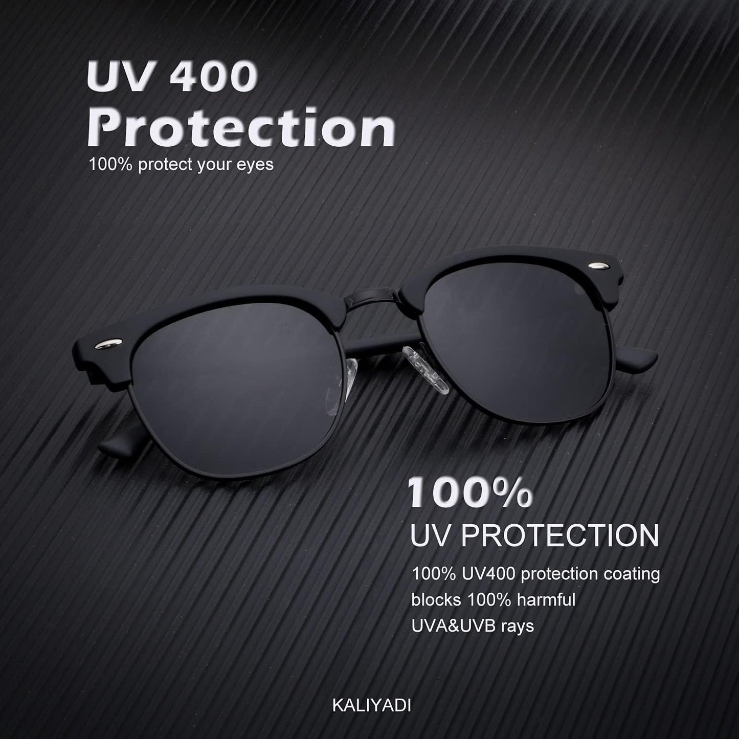 Sunglasses Men Polarized Sunglasses for Men Women Unisex Semi-Rimless Frame Retro Driving Sun Glasses UV Blocking
