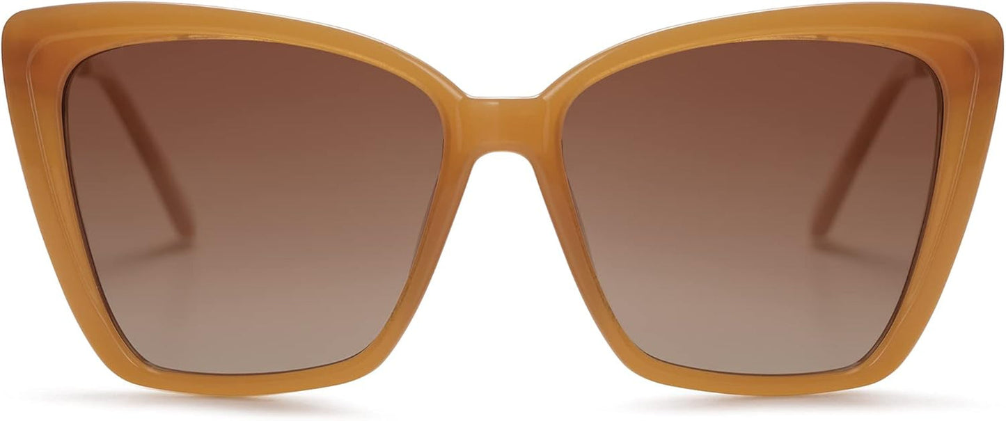 Trendy Polarized Sunglasses for Women Retro Womens Oversized Square Cat Eye Sun Glasses UV Protection SJ2206