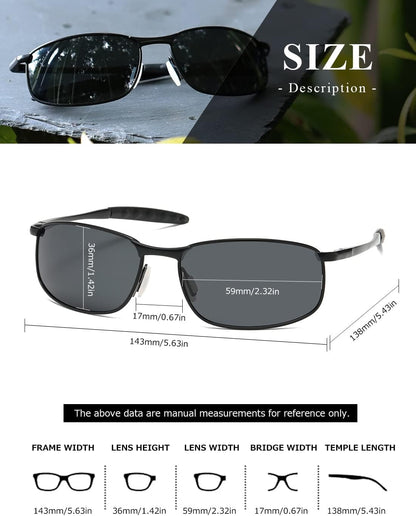 Polarized Sunglasses for Men Rectangle Metal Frame Retro Sun Glasses AE0395 - WORLD TIME VISITS