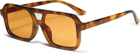 Retro 70S Square Aviator Sunglasses for Women Men Vintage Trendy Rectangle Sun Glasses VL9816