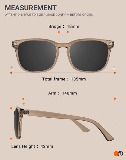 Polarized Sunglasses for Womens and Mens,Classic Square Frames Shades for UV Protection, Stylish and Trendy Sunnies - WORLD TIME VISITS