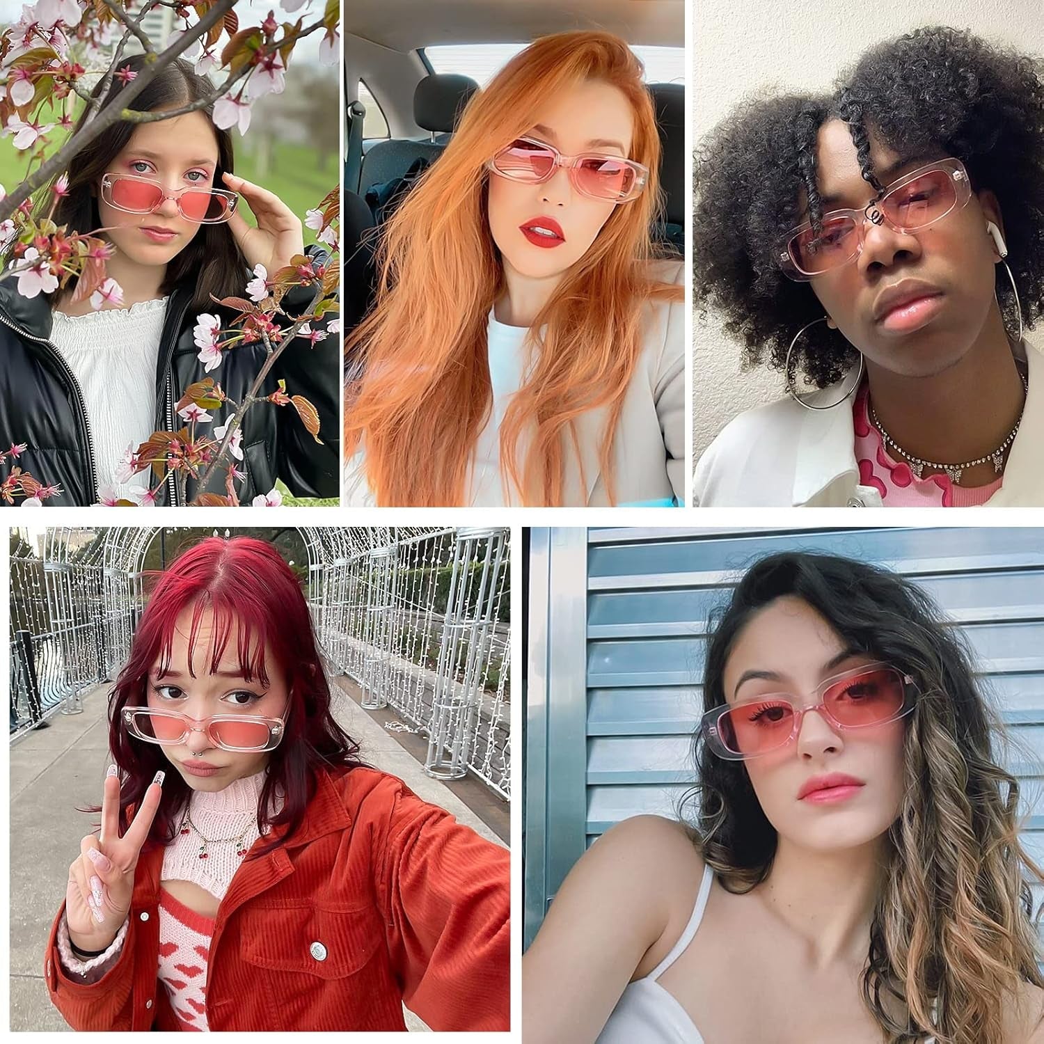 4 Pieces Retro Vintage Sunglasses Small Square Rectangle 90S Glasses Trendy Y2K for Women Aesthetic Accessories - WORLD TIME VISITS
