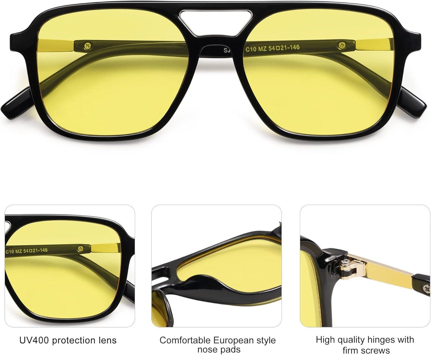 Retro Aviator Sunglasses for Women Men,Trendy Rectangle Womens Mens Shades Sun Glasses SJ2202