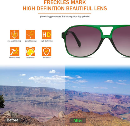 Vintage Retro 70S Sunglasses for Women Men Classic Large Square Aviator Trendy Glasses