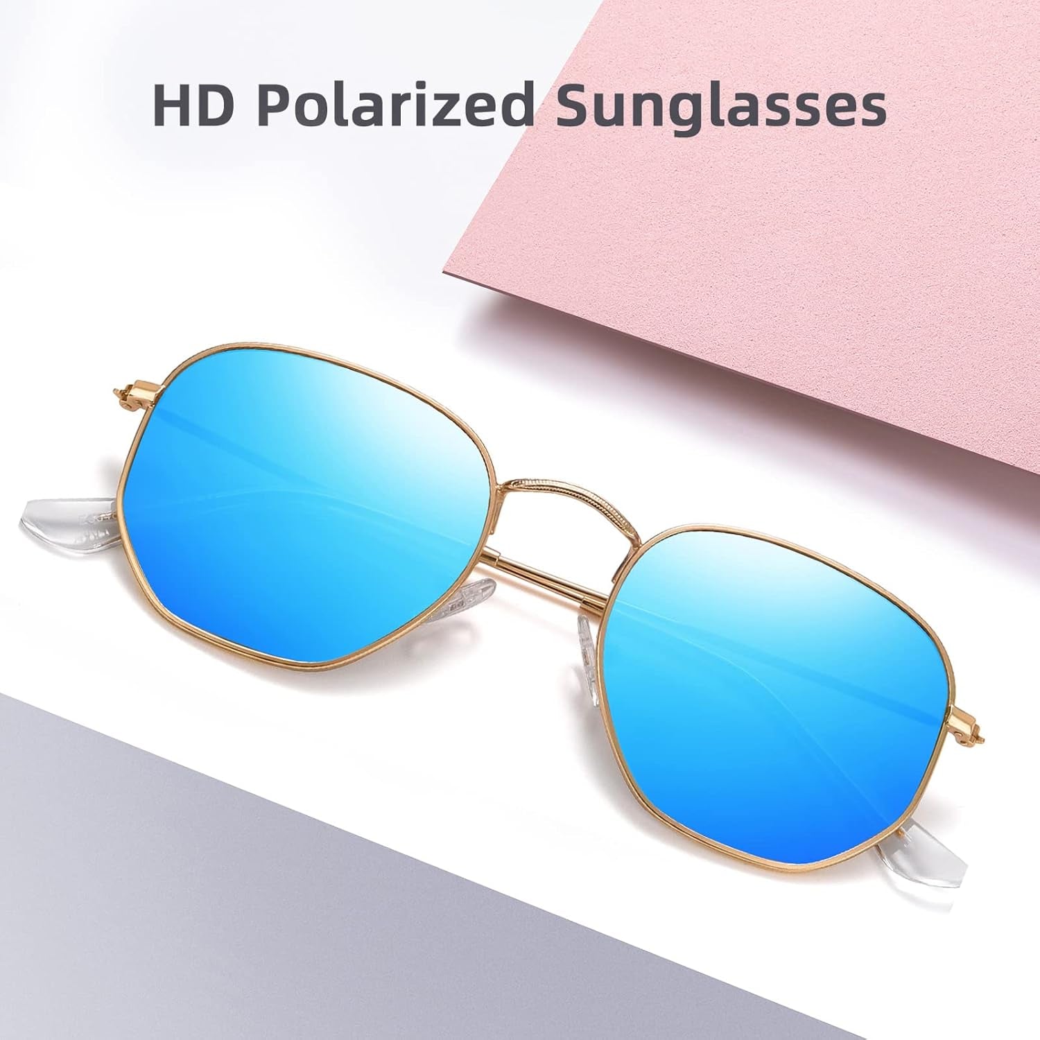 Polarized Hexagon Sunglasses for Women Men Polygon Square Sun Glasses UV400 Protection Metal Frame - WORLD TIME VISITS