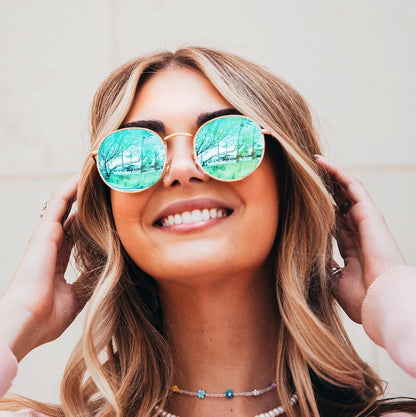 '- Reflective Lens round Trendy Sunglasses