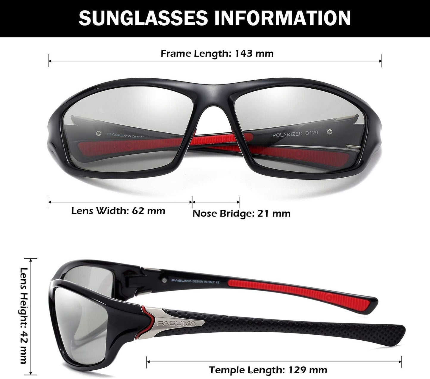 Sports Polarized Sunglasses for Men Cycling Driving Fishing UV400 Protection