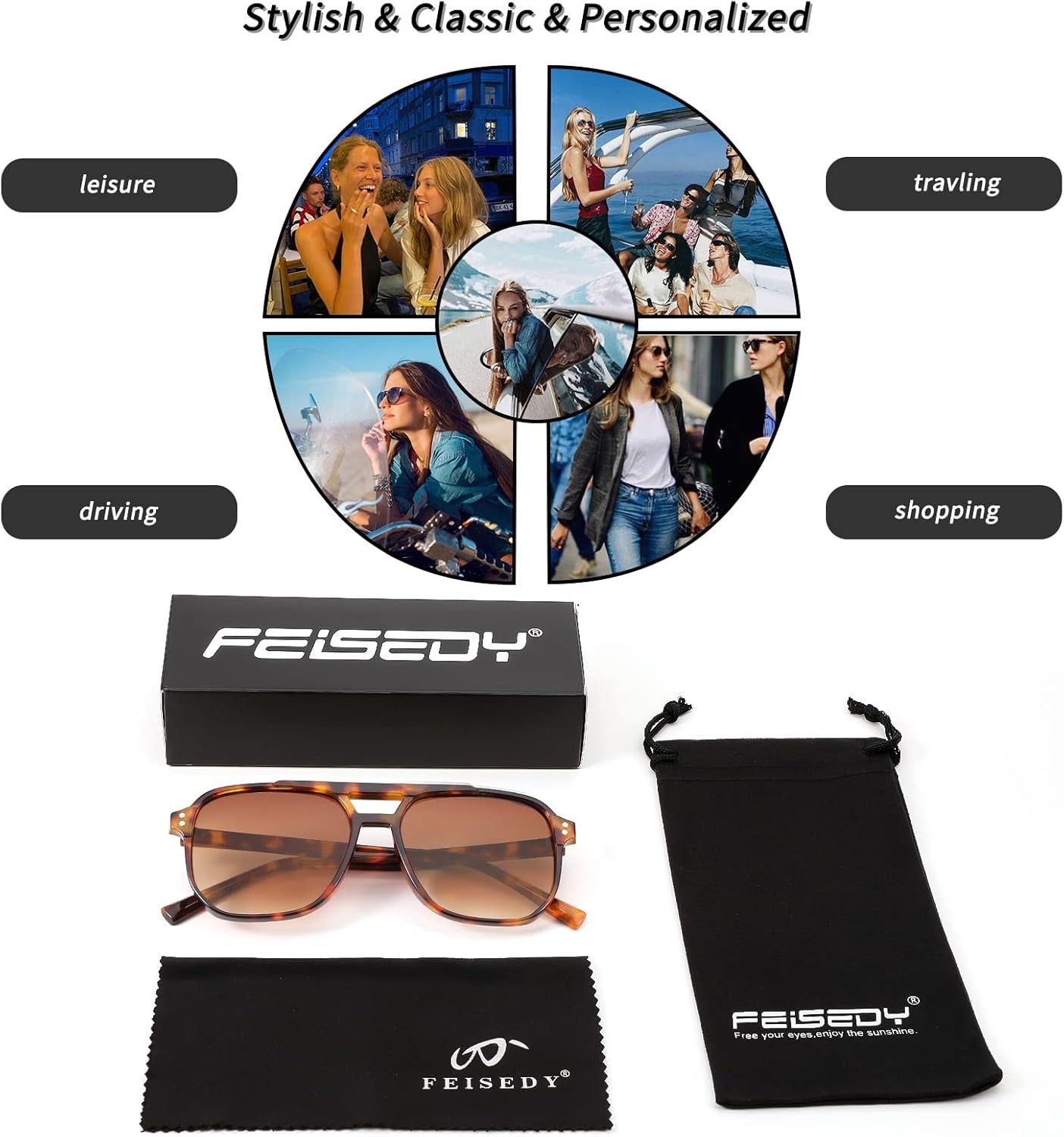Retro Square Aviator Sunglasses Women Men 70S Vintage Trendy Plastic Frame Sun Glasses B2835 - WORLD TIME VISITS